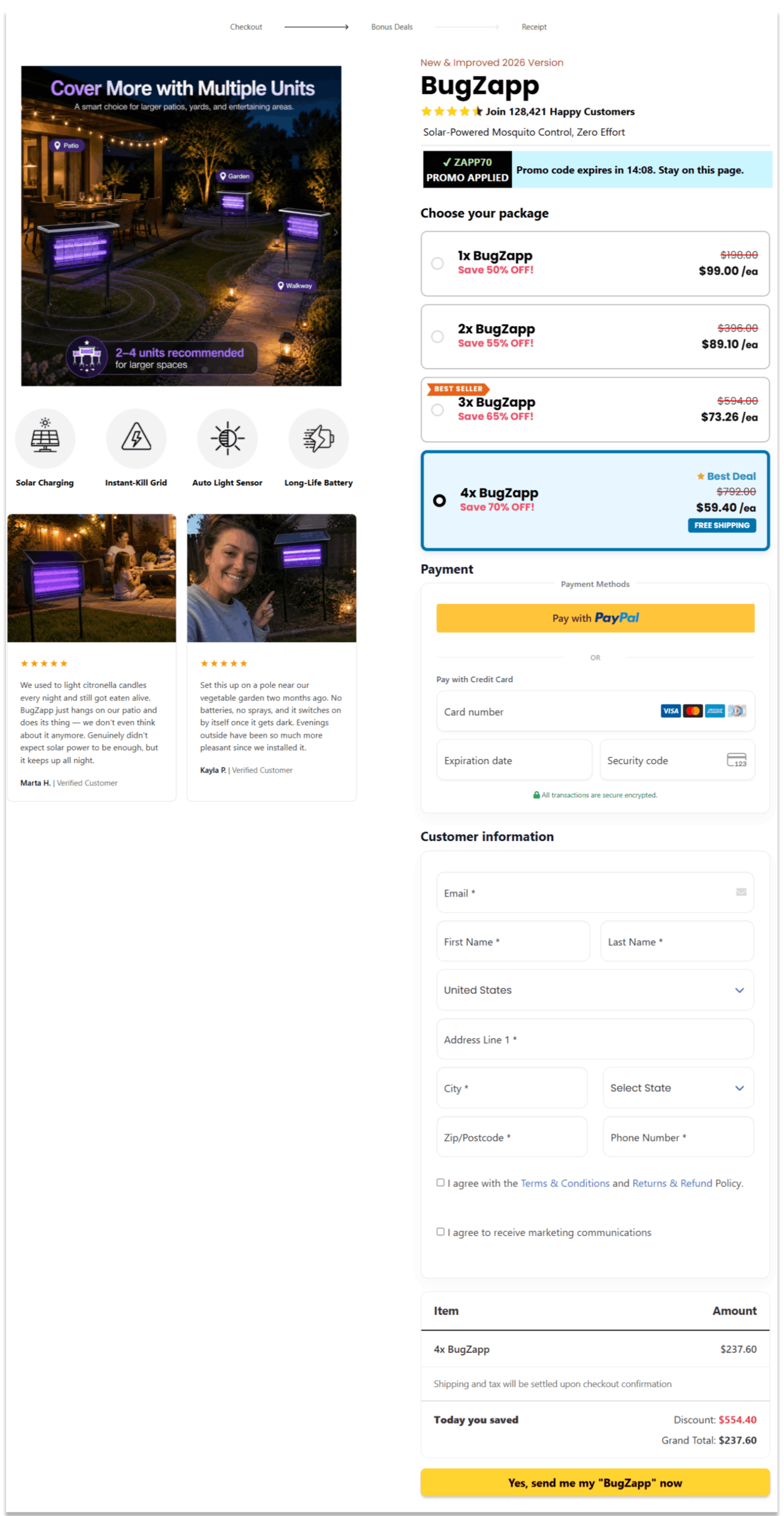 BugZapp  secure checkout page